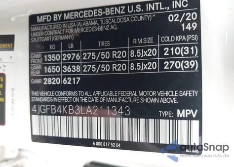 2020 Mercedes-Benz Gle 350 4Matic from USA, damaged, VIN 4JGFB4KB3LA211343